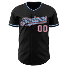 Charger l&#39;image dans la galerie, Custom Black Medium Pink-Light Blue Authentic Baseball Jersey
