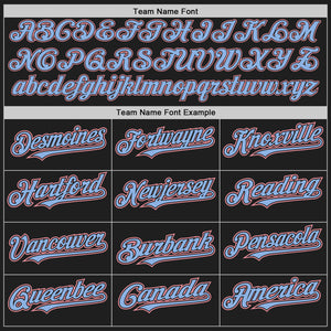 Custom Black Medium Pink-Light Blue Authentic Baseball Jersey
