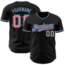 Charger l&#39;image dans la galerie, Custom Black Medium Pink-Light Blue Authentic Baseball Jersey
