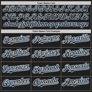 Custom Black White-Light Blue Authentic Baseball Jersey