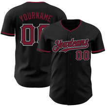 Load image into Gallery viewer, Custom Black Crimson-Gray Authentic Baseball Jersey

