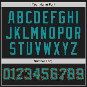 Custom Black Teal-Texas Orange Authentic Baseball Jersey