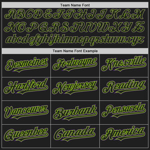 Custom Black Neon Green-Purple Authentic Baseball Jersey