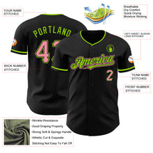 Charger l&#39;image dans la galerie, Custom Black Medium Pink-Neon Green Authentic Baseball Jersey
