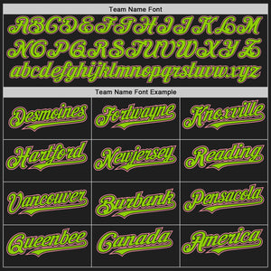 Custom Black Medium Pink-Neon Green Authentic Baseball Jersey