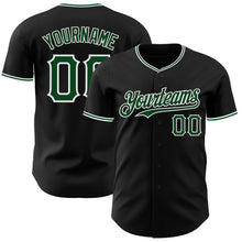 Load image into Gallery viewer, Custom Black Green-White Authentic Baseball Jersey
