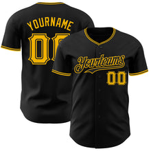 Charger l&#39;image dans la galerie, Custom Black Gold Authentic Baseball Jersey

