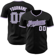 Load image into Gallery viewer, Custom Black Gray Purple-White Authentic Baseball Jersey
