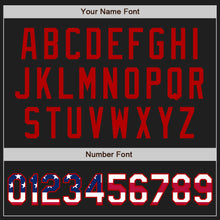 Загрузить изображение в средство просмотра галереи, Custom Stitched Black USA Flag-Red Baseball Pullover Sweatshirt Hoodie
