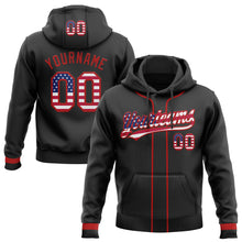 Загрузить изображение в средство просмотра галереи, Custom Stitched Black USA Flag-Red Baseball Pullover Sweatshirt Hoodie
