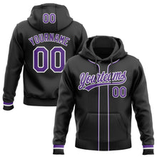 Load image into Gallery viewer, Custom Stitched Black Purple-White Baseball Pullover Sweatshirt Hoodie
