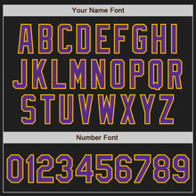 Загрузить изображение в средство просмотра галереи, Custom Stitched Black Purple-Gold Baseball Pullover Sweatshirt Hoodie
