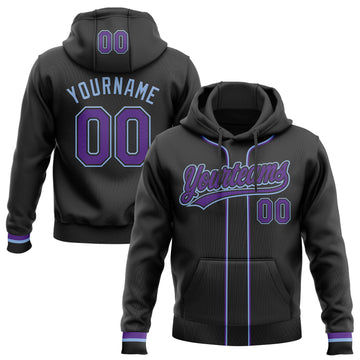 Custom Stitched Black Purple-Light Blue Baseball Pullover Sweatshirt Hoodie