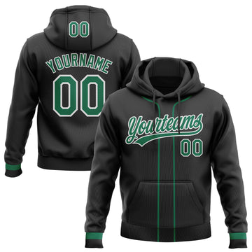 Custom Stitched Black Kelly Green-White Baseball Pullover Sweatshirt Hoodie