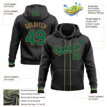 Load image into Gallery viewer, Custom Stitched Black Kelly Green-Old Gold Baseball Pullover Sweatshirt Hoodie
