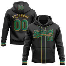 Load image into Gallery viewer, Custom Stitched Black Kelly Green-Old Gold Baseball Pullover Sweatshirt Hoodie
