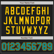 Load image into Gallery viewer, Custom Stitched Black Teal-Yellow Baseball Pullover Sweatshirt Hoodie
