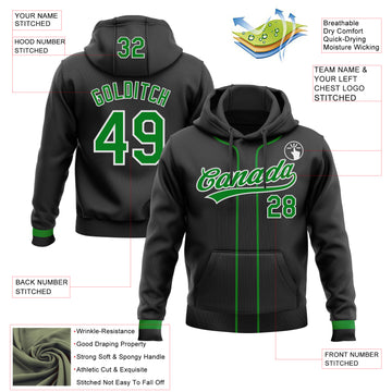 Custom Stitched Black Grass Green-White Baseball Pullover Sweatshirt Hoodie