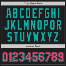 Load image into Gallery viewer, Custom Stitched Black Neon Pink-Aqua Baseball Pullover Sweatshirt Hoodie
