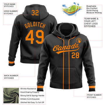 Custom Stitched Black Bay Orange Baseball Pullover Sweatshirt Hoodie