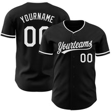 Load image into Gallery viewer, Custom Black White Authentic Baseball Jersey
