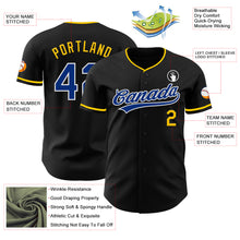 Load image into Gallery viewer, Custom Black Royal Yellow-White Authentic Baseball Jersey

