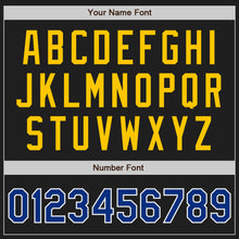 Load image into Gallery viewer, Custom Black Royal Yellow-White Authentic Baseball Jersey
