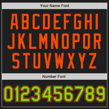 Load image into Gallery viewer, Custom Black Neon Green-Orange Authentic Baseball Jersey
