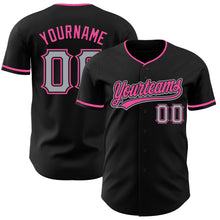 Load image into Gallery viewer, Custom Black Gray-Pink Authentic Baseball Jersey
