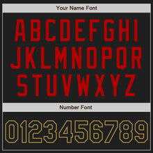 Load image into Gallery viewer, Custom Black Old Gold-Red Authentic Baseball Jersey
