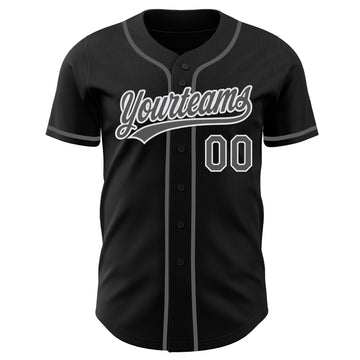 Custom Black Steel Gray-White Authentic Baseball Jersey