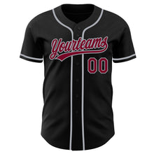 Load image into Gallery viewer, Custom Black Maroon-Gray Authentic Baseball Jersey
