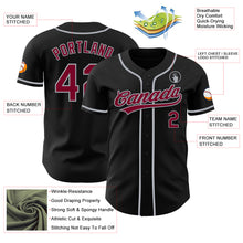 Load image into Gallery viewer, Custom Black Maroon-Gray Authentic Baseball Jersey
