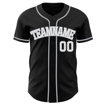 Custom Black White-Gray Authentic Baseball Jersey