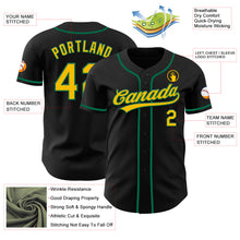 Load image into Gallery viewer, Custom Black Yellow-Kelly Green Authentic Baseball Jersey
