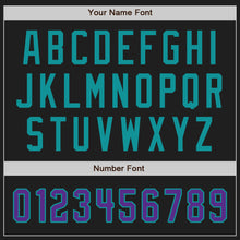 Load image into Gallery viewer, Custom Black Purple-Teal Authentic Baseball Jersey
