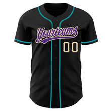 Charger l'image dans la galerie, Custom Black Purple Cream-Teal Authentic Baseball Jersey
