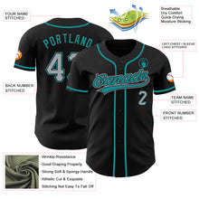 Load image into Gallery viewer, Custom Black Gray-Teal Authentic Baseball Jersey
