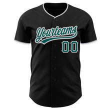 Laden Sie das Bild in den Galerie-Viewer, Custom Black Midnight Green Gray-White Authentic Baseball Jersey
