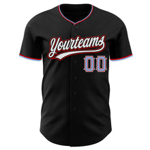Charger l'image dans la galerie, Custom Black Light Blue Red-White Authentic Baseball Jersey

