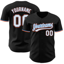 Load image into Gallery viewer, Custom Black White Electric Blue-Orange Authentic Baseball Jersey
