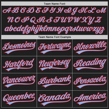 Load image into Gallery viewer, Custom Black Light Blue-Red Authentic Baseball Jersey
