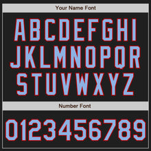 Load image into Gallery viewer, Custom Black Light Blue-Red Authentic Baseball Jersey
