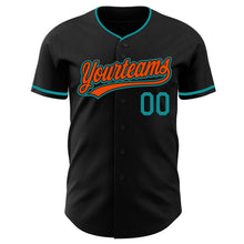Charger l'image dans la galerie, Custom Black Teal-Orange Authentic Baseball Jersey
