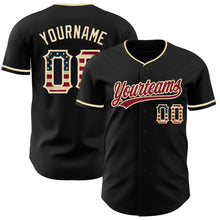 Charger l'image dans la galerie, Custom Black Vintage USA Flag Cream-Crimson Authentic Baseball Jersey
