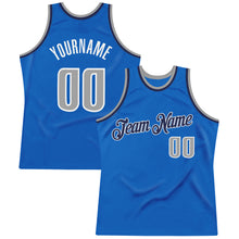 Load image into Gallery viewer, Custom Blue Gray-Navy Authentic Throwback Basketball Jersey
