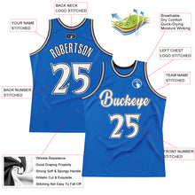 Load image into Gallery viewer, Custom Blue White-Black Authentic Throwback Basketball Jersey
