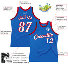 Load image into Gallery viewer, Custom Blue White-Red Authentic Throwback Basketball Jersey
