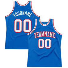 Загрузить изображение в средство просмотра галереи, Custom Blue White-Red Authentic Throwback Basketball Jersey
