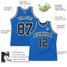 Load image into Gallery viewer, Custom Blue Black-Cream Authentic Throwback Basketball Jersey

